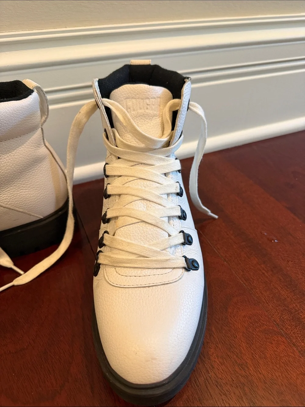 Cougar White Lace-Up Waterproof Winter Boots with Black Sole